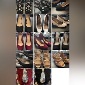 Size 11 wide, heels and boot bundle, various colors, 8 pairs total.